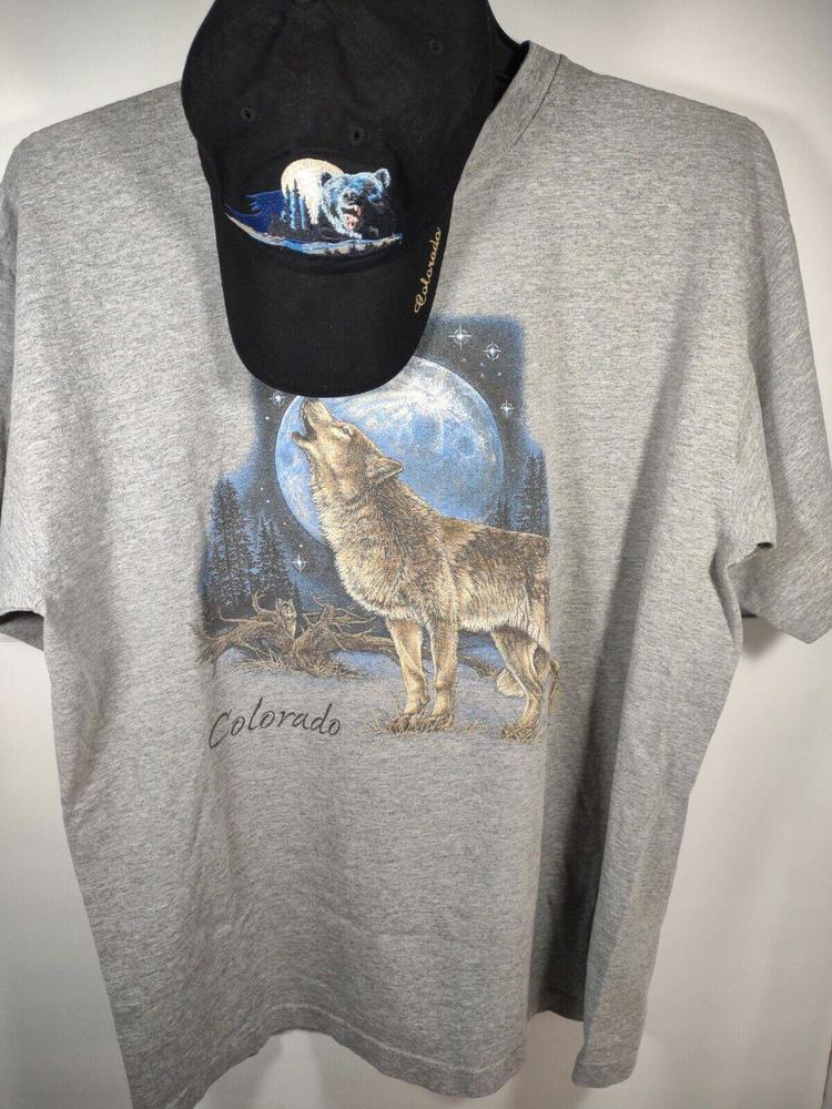 Vintage Alore Colorado T-Shirt Size XL Made In USA Single Stitch with Hat Combo